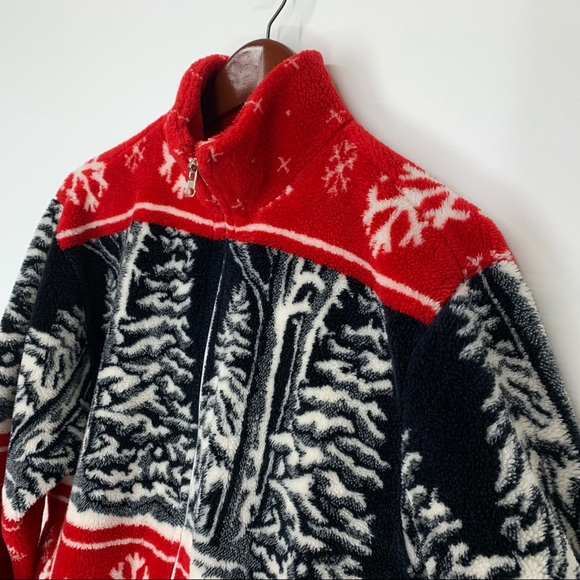 Vintage Art Unlimited Sportswear Winter Landscape Tree Snowflake Teddy Shacket - Picture 6 of 14